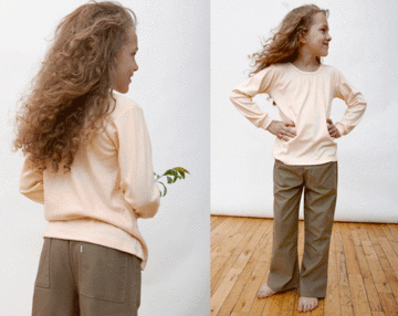 girls organic twill pant for school or play with boot-cut styling