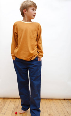 Boys organic twill cargo pant - easy pull-on style