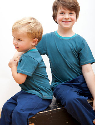 Short Sleeve Teal Tee w/contrast Collar | Organic Childrens Tees