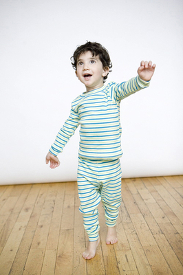 Organic Pajamas - Lime & Carribe Stripe