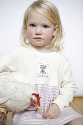 Preciously cute organic dress with soft velour bodice for girls