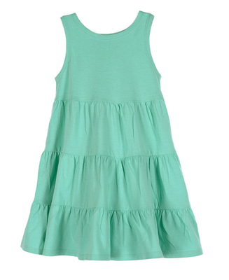 Aqua Sleeveless Flounce Dress | Girls Organic Clothing