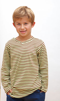 Image Long Sleeve Cocoa/Lime Striped V-Neck Tee (no cuff)