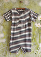 Image Organic Baby/Toddler Romper - Cocoa/Gray Stripe